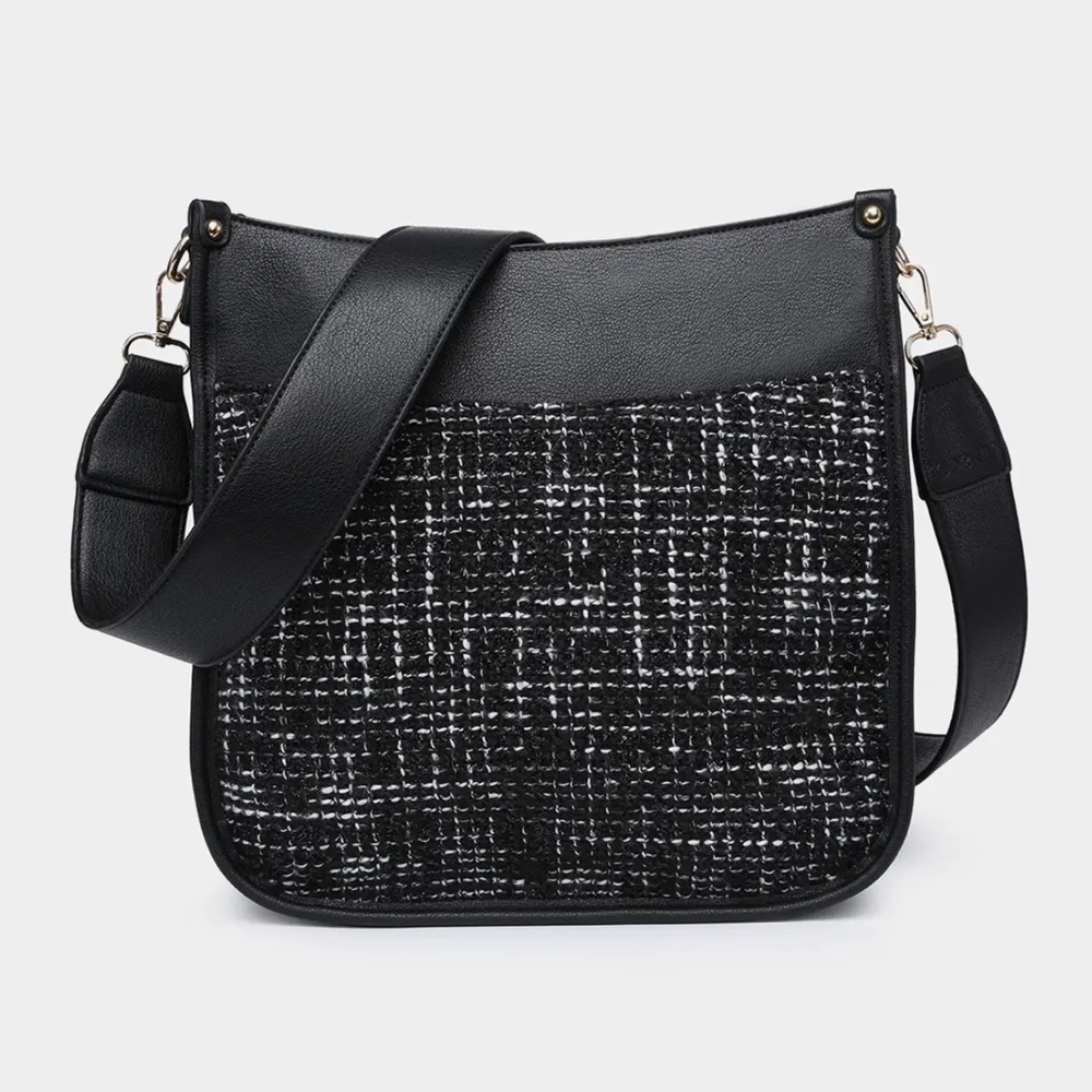 ShopEvelynne Black and White Tweed Shoulder Bag